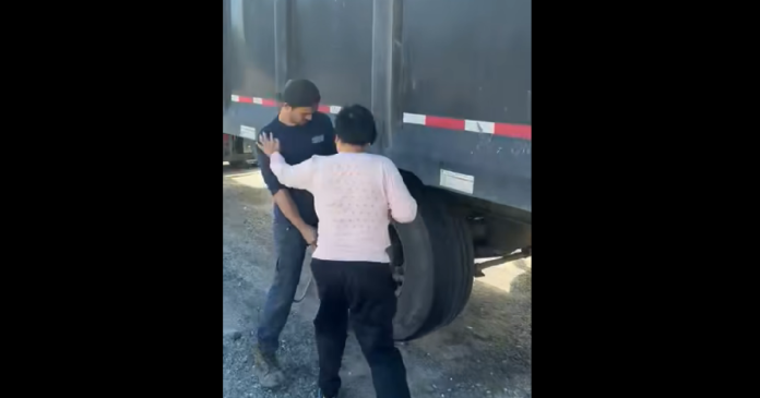 Truck driver involved in a violent altercation at a Sherbrooke motel parking lot, captured on video and spread across social media.