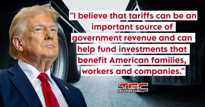 Donald Trump, imposing Tariffs that Could Disrupt Canadian Trucking and Trade Relations.